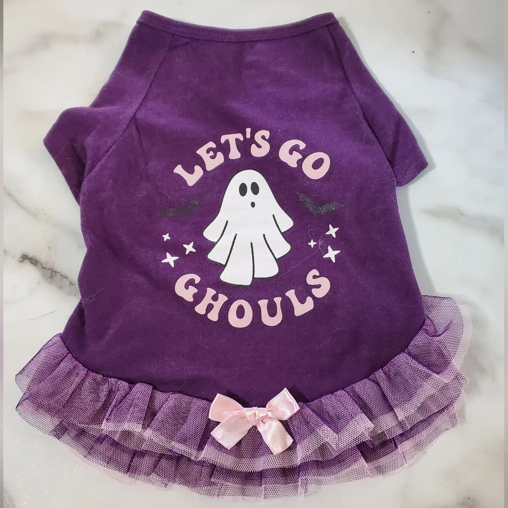 Let's Go Ghouls Shirt & Retractable Leash Dog bundle